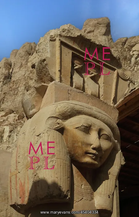 : Hathor capitals, Temple of Hatshepsut, Theban Necropolis : Hathor capitals, Temple of Hatshepsut, Theban Necropolis