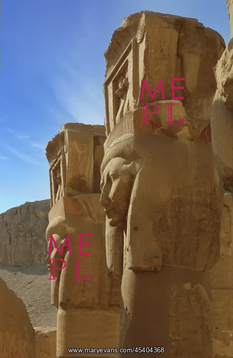 : Hathor capitals, Temple of Hatshepsut, Theban Necropolis : Hathor capitals, Temple of Hatshepsut, Theban Necropolis