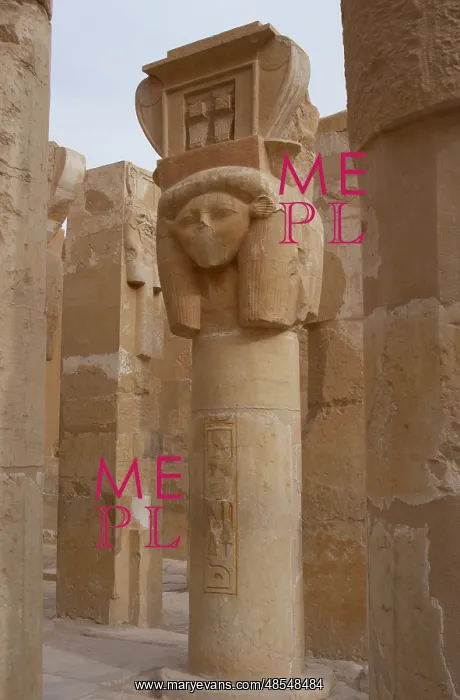: Hathor column pillar belonging to the Chapel of Hathor. Deir : Hathor column pillar belonging to the Chapel of Hathor. Deir