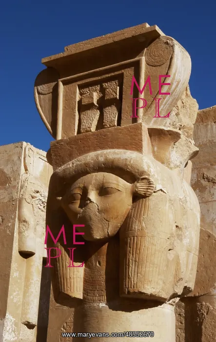 : Hathor column pillar belonging to the Chapel of Hathor. Deir : Hathor column pillar belonging to the Chapel of Hathor. Deir