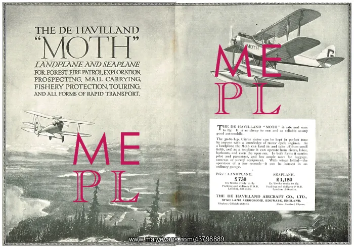 : De Havilland Moth Landplane & Seaplane : De Havilland Moth Landplane & Seaplane