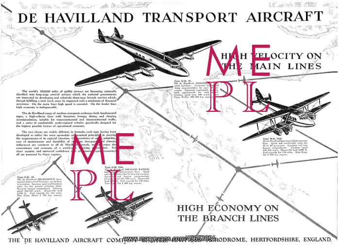 : De Havilland Transport Aircraft - : De Havilland Transport Aircraft -