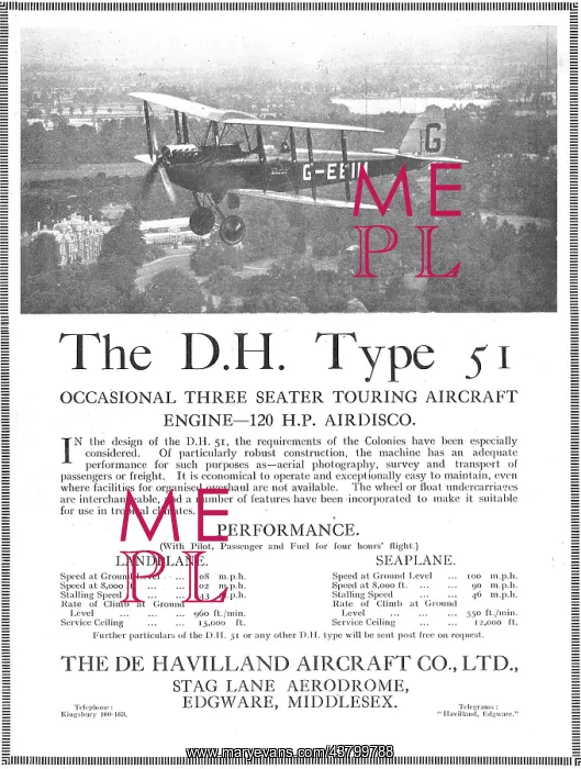 : De Havilland Type 51 3 Seater Touring : De Havilland Type 51 3 Seater Touring