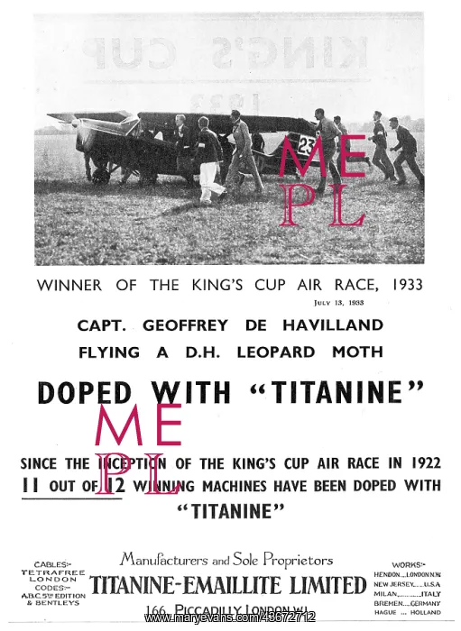 : De Havillands Leopard Moth Doped With Titanine : De Havillands Leopard Moth Doped With Titanine