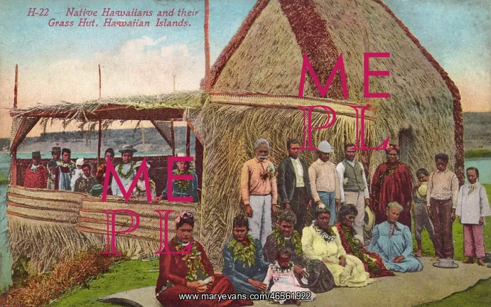 : Hawaii - Hawaiians and their Grass Hut : Hawaii - Hawaiians and their Grass Hut