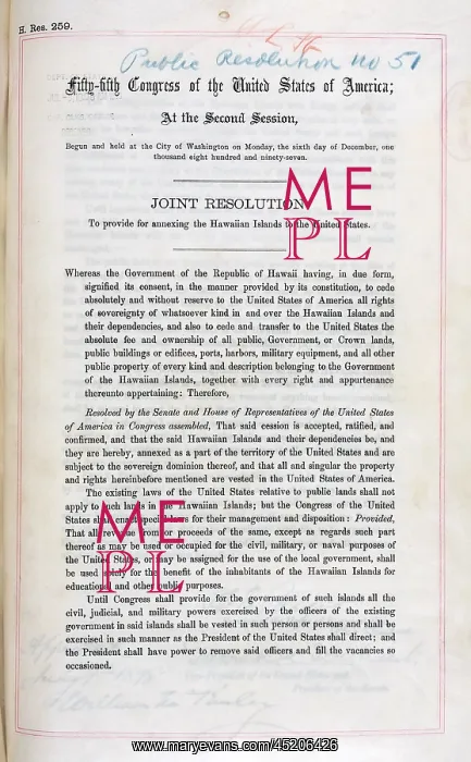 : Hawaii. Joint Resolution to Provide for ? : Hawaii. Joint Resolution to Provide for ?