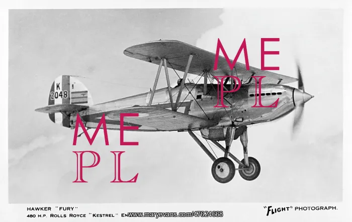 : Hawker Fury British fighter biplane : Hawker Fury British fighter biplane
