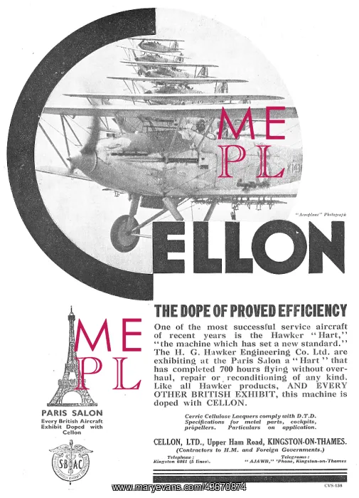 : The Hawker Hart Is Doped With Cellon : The Hawker Hart Is Doped With Cellon