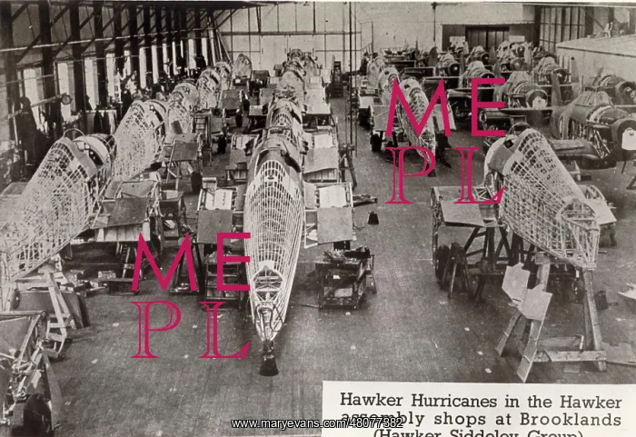 : Hawker Hurricanes in the Hawker assembly shops at Brooklands : Hawker Hurricanes in the Hawker assembly shops at Brooklands