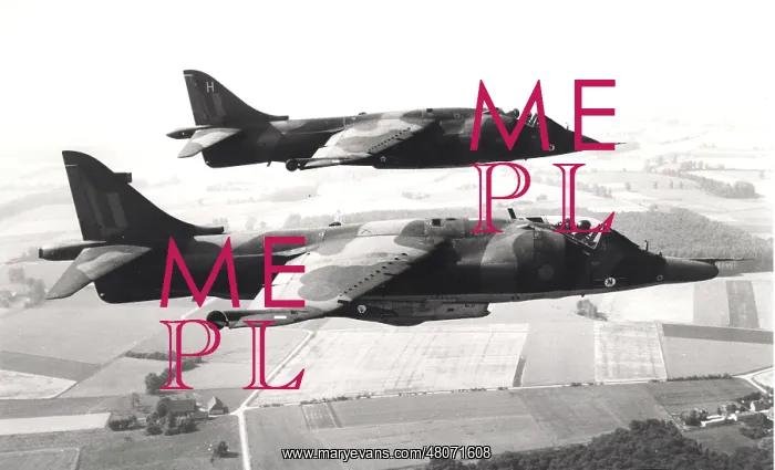: Two Hawker Siddeley Harriers in flight : Two Hawker Siddeley Harriers in flight