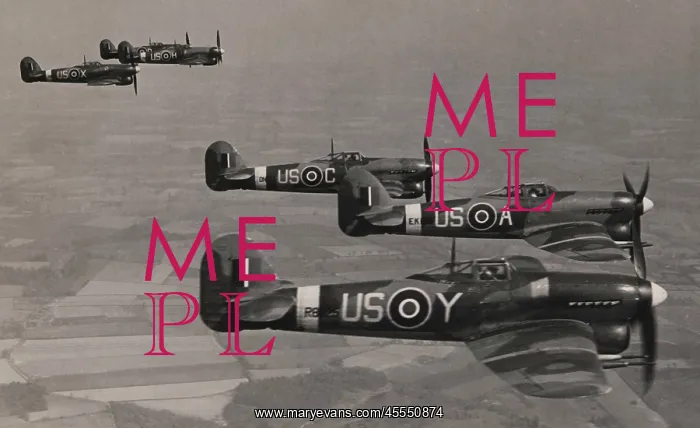 : Hawker Typhoon Ib in two Vics of No56 Squadron RAF : Hawker Typhoon Ib in two Vics of No56 Squadron RAF
