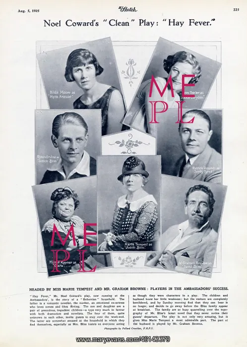 : Hay Fever at the Ambassadors Theatre, 1925 : Hay Fever at the Ambassadors Theatre, 1925