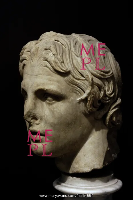 : Head of Alexander the Great (356-323 BC). Marble. 2nd centur : Head of Alexander the Great (356-323 BC). Marble. 2nd centur