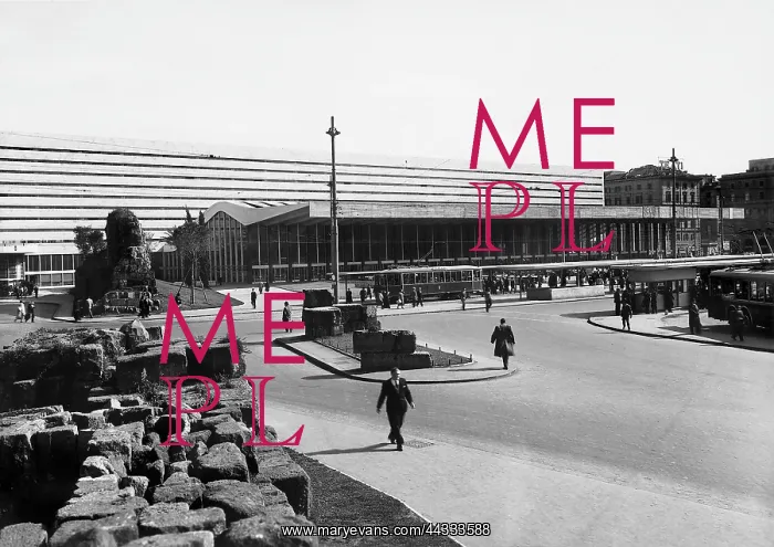 : Italy. The head of the building Stazione Termini in Rome, after restoration in 1947 : Italy. The head of the building Stazione Termini in Rome, after restoration in 1947