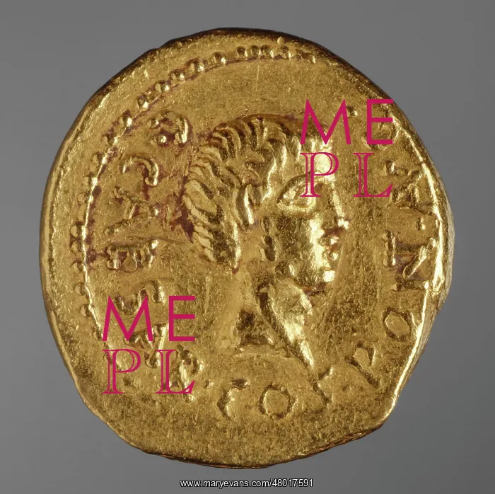 : Head of Emperor Augustus on a coin : Head of Emperor Augustus on a coin