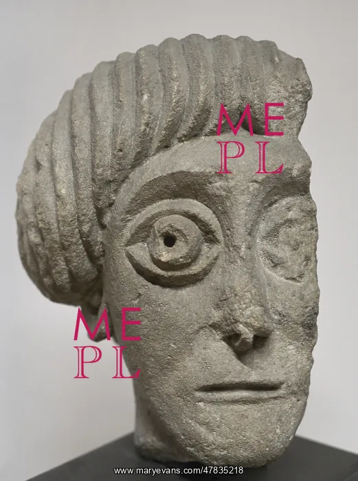 : Head with male portrait. Limestone. Second half : Head with male portrait. Limestone. Second half