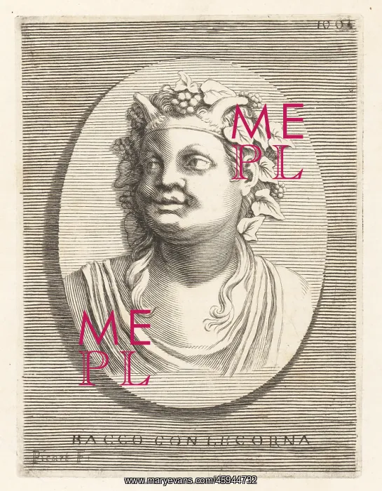 : Head of Roman god Bacchus with horns : Head of Roman god Bacchus with horns