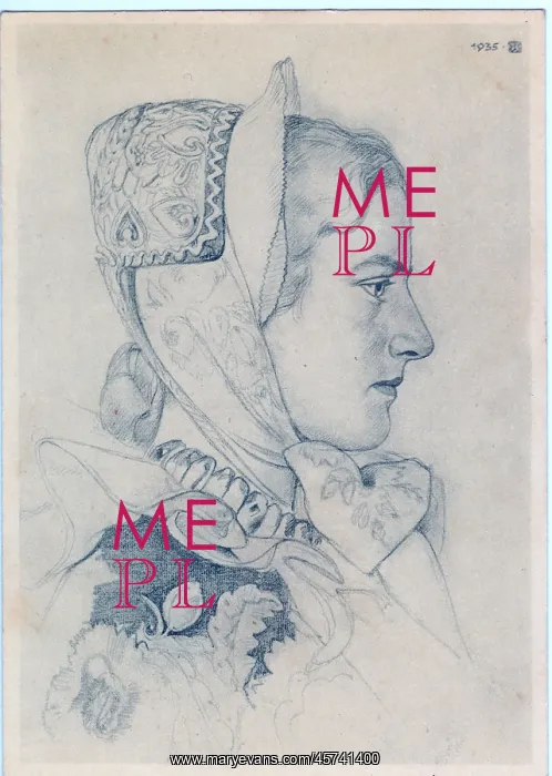 : Head & shoulders of Westphalian Peasant.girl - Willrich : Head & shoulders of Westphalian Peasant.girl - Willrich