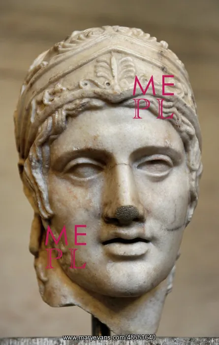 : Head of a statue of Ares. Roman sculpture after original of : Head of a statue of Ares. Roman sculpture after original of