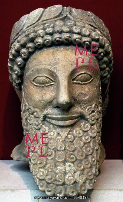 : Head from a statue of a bearded man with laurel wreath. 5th : Head from a statue of a bearded man with laurel wreath. 5th