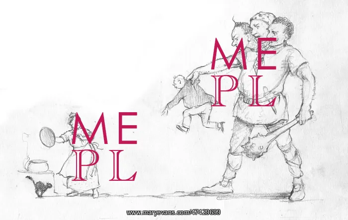 : A three headed giant holds a small boy aloft : A three headed giant holds a small boy aloft