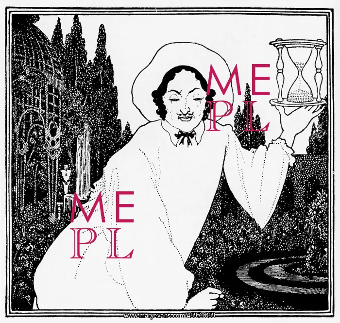  : Headpiece. Illustration of man holding a sand glass. Artist: Aubrey Beardsley