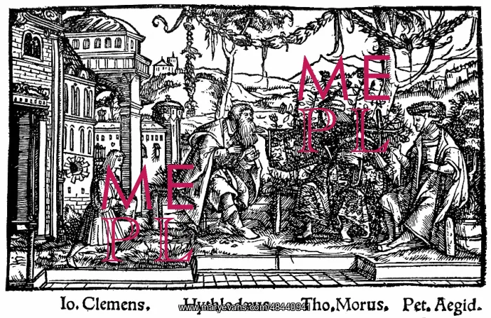 : Headpiece from Thomas More's work depicting an : Headpiece from Thomas More's work depicting an