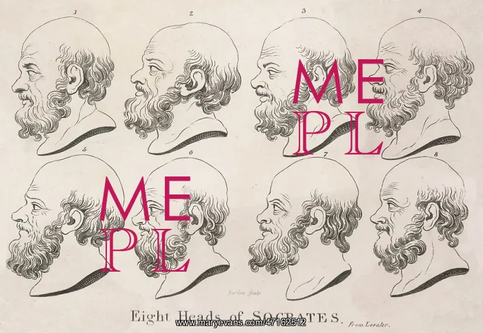 : Eight heads of Socrates, Classical Greek philosopher : Eight heads of Socrates, Classical Greek philosopher