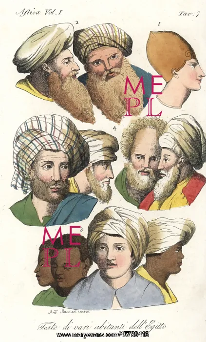 : Heads of various natives of Egypt, in turbans and beards : Heads of various natives of Egypt, in turbans and beards