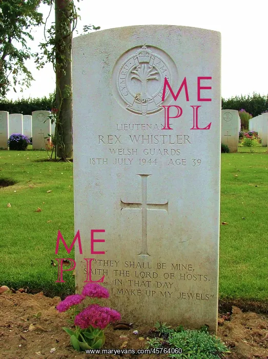 : Headstone of Lieutenant Rex Whistler, Normandy : Headstone of Lieutenant Rex Whistler, Normandy