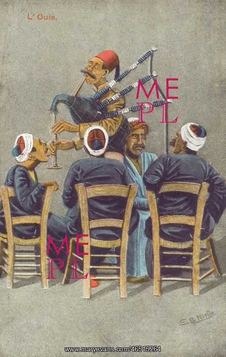 : A Hearing - Four Egyptian men sitting outside a Cafe have their quiet discussion : A Hearing - Four Egyptian men sitting outside a Cafe have their quiet discussion