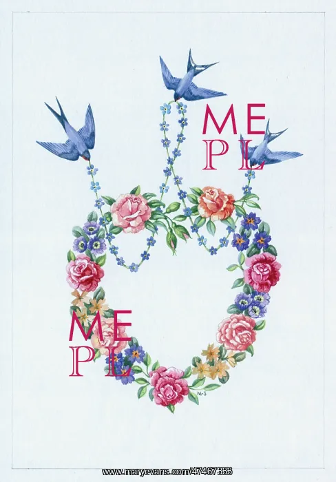 : Heart of flowers and Bluebirds : Heart of flowers and Bluebirds
