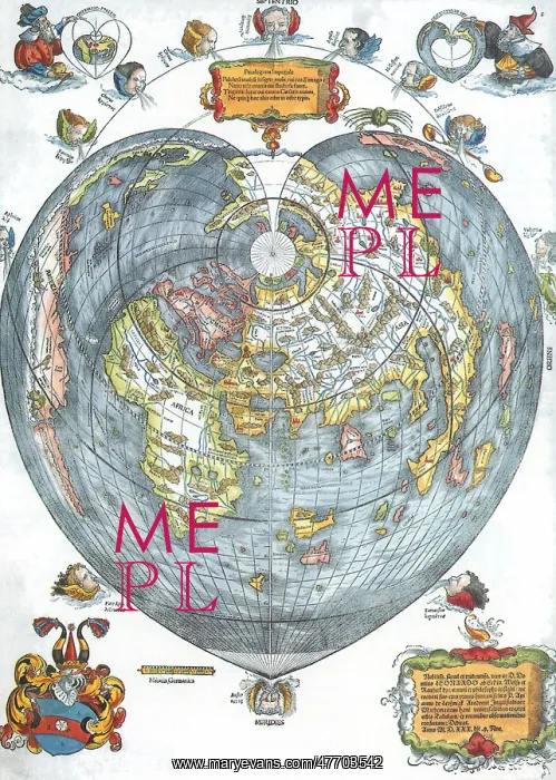 : Heart-Shaped World Map 1530 : Heart-Shaped World Map 1530