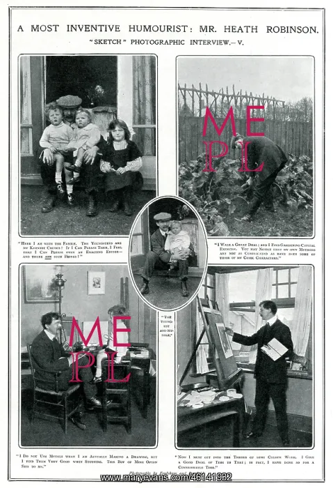 : Heath Robinson at home with his family : Heath Robinson at home with his family