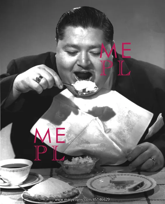 : Heavy Set Man Spooning Desert Down With More on the Table : Heavy Set Man Spooning Desert Down With More on the Table