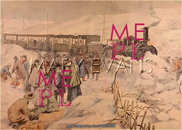  : Heavy snow stops train in the Cevennes, 1906
