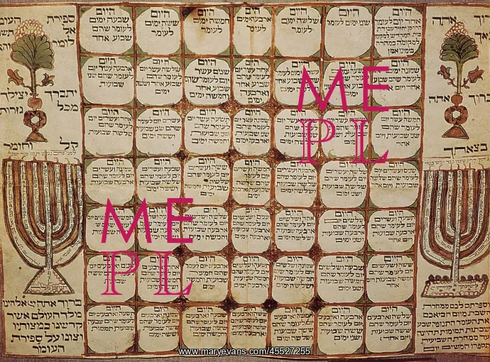 : Hebraic calendar (19th c.). ISRAEL. Jerusalem : Hebraic calendar (19th c.). ISRAEL. Jerusalem