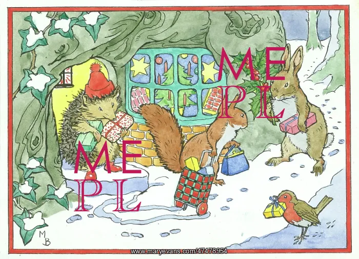 : Hedgehog, squirrel, rabbit, robin with presents : Hedgehog, squirrel, rabbit, robin with presents