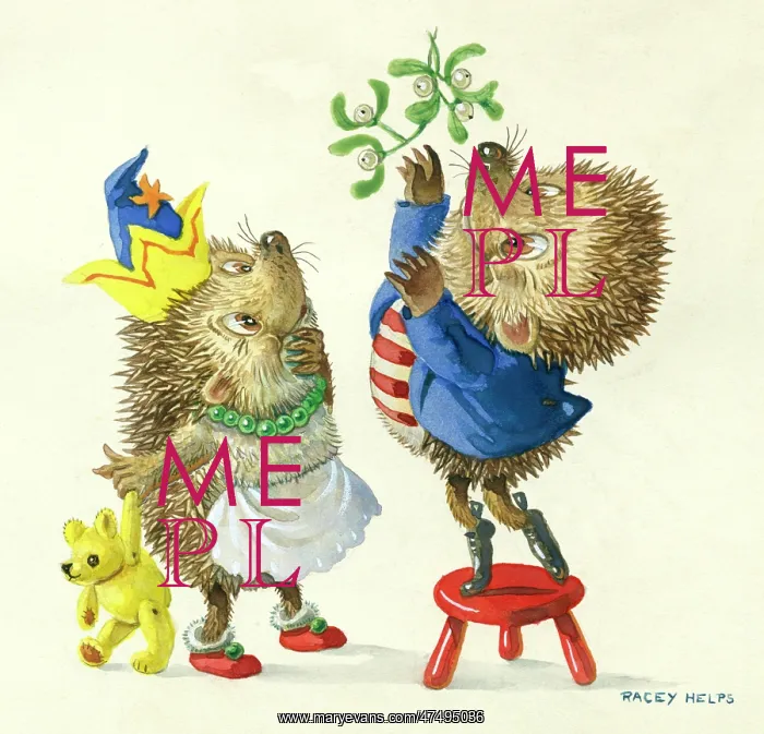 : Two hedgehogs with mistletoe : Two hedgehogs with mistletoe