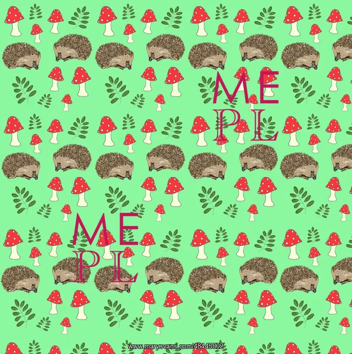  : Hedgehogs and toadstools repeating pattern