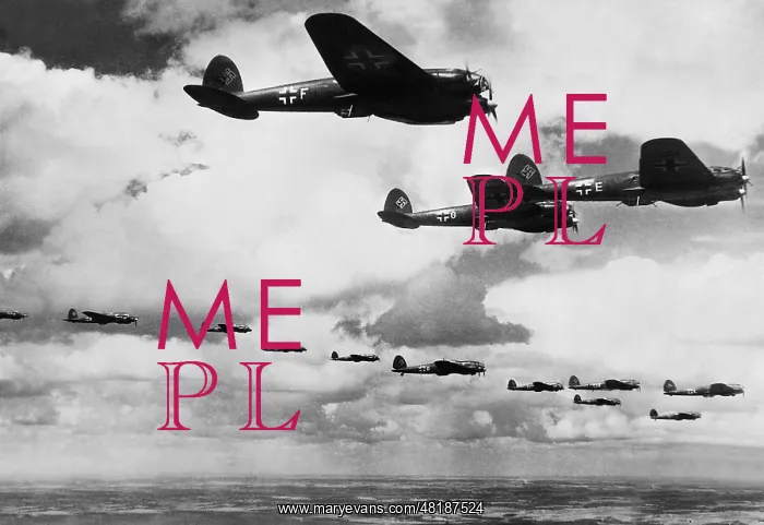 : Heinkel He 111 Bomber planes During an Air Raid, 1940 : Heinkel He 111 Bomber planes During an Air Raid, 1940