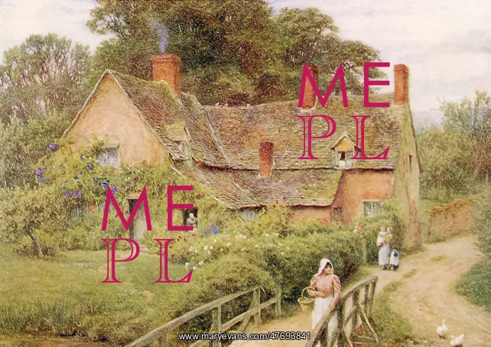  : Helen Allingham, Cottage and Footbridge