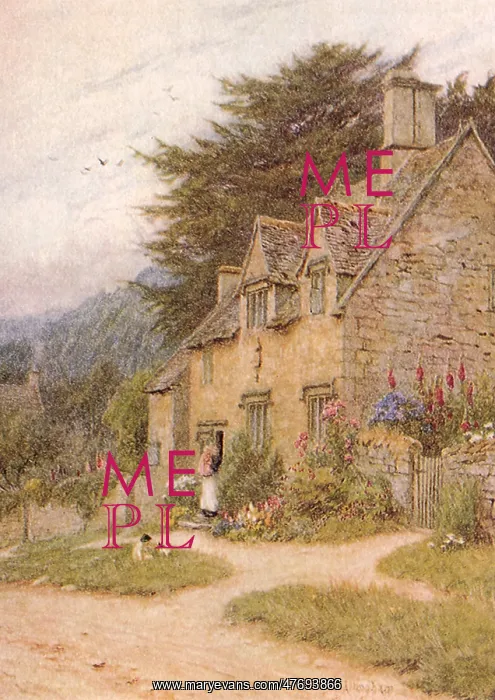 : Helen Allingham, By the Cottage Steps : Helen Allingham, By the Cottage Steps