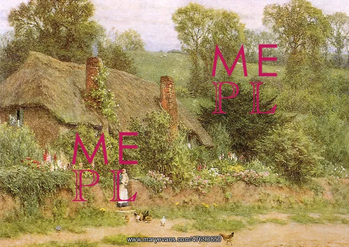  : Helen Allingham, Thatched-Roof Cottage