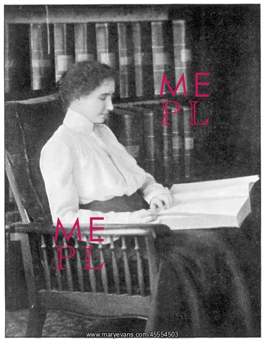: Helen Keller reading Braille : Helen Keller reading Braille