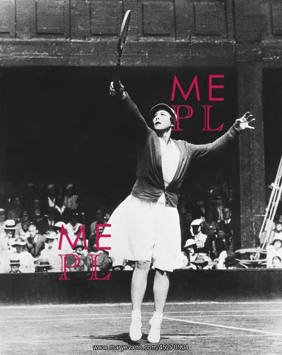: Helen Wills Moody returning a high one during her : Helen Wills Moody returning a high one during her