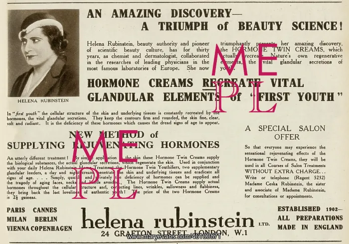 : Helena Rubinstein advertisement : Helena Rubinstein advertisement