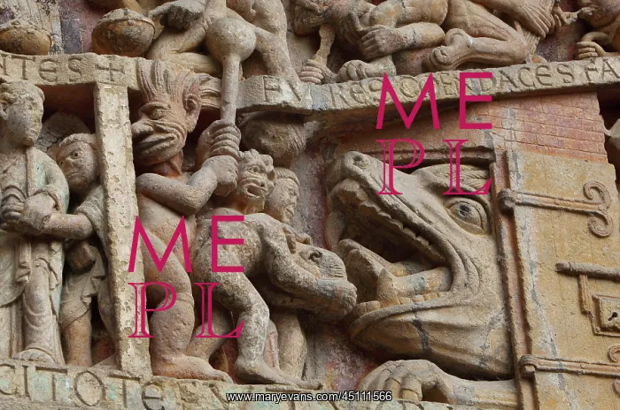 : Hell, Last Judgement tympanum, Abbatiale Sainte-Foy : Hell, Last Judgement tympanum, Abbatiale Sainte-Foy