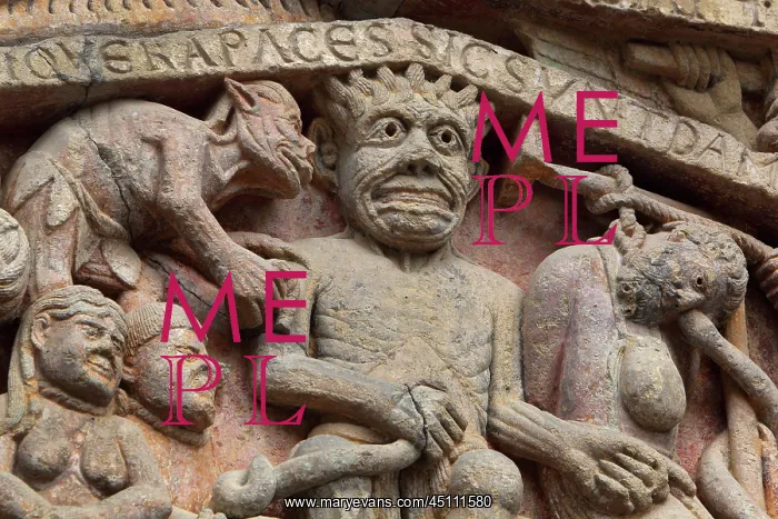 : Hell, Last Judgement tympanum, Abbatiale Sainte-Foy : Hell, Last Judgement tympanum, Abbatiale Sainte-Foy