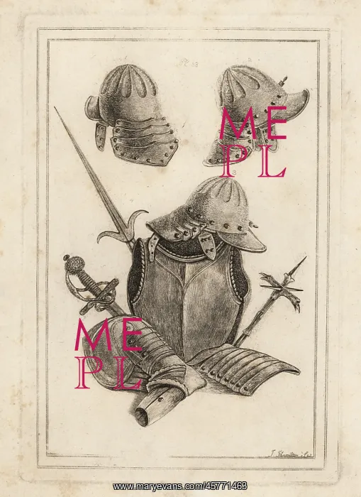 : Helmet, breastplate and weapons : Helmet, breastplate and weapons